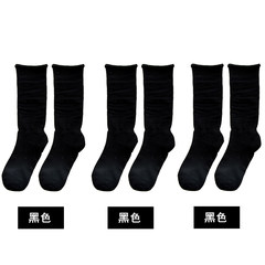 Korean pile socks socks female long canister Korean Japanese spring and autumn winter and summer, all-match thin wind stockings 5XL (280 Jin) Black 3 pairs