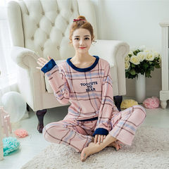 Autumn and winter thickening coral velvet long sleeve women's pajamas XL code (110-125 Jin) violet