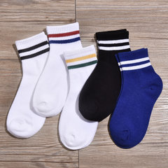 Korean stockings of children in the Korean version of the Institute of wind, winter, black, white, winter and summer, two bars, pure cotton trend 5XL (280 Jin) 3 White 1 Black 1 Blue