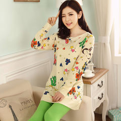 In the spring and Autumn period, the new Korean version of long sleeve pants, girls' pajamas, cute and sweet, cartoon leisure home clothes, Princess suit summer XXL code [suggestion 140-160 Jin] Blue Peacock