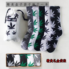 5 pairs of socks gift bags from men and women cotton socks ulzzang Harajuku trend Maple skateboard tube socks 5XL (280 Jin) (five double loading) combination 1 [recommendation]