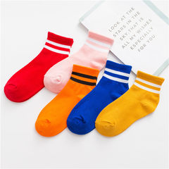South Korean children socks socks in the summer wind, Harajuku cotton two stripes sports socks Japanese student couples socks 5XL (280 Jin) Red + pink + orange yellow + Blue + turmeric