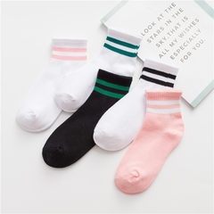 South Korean children socks socks in the summer wind, Harajuku cotton two stripes sports socks Japanese student couples socks 5XL (280 Jin) White / PINK + White / Green + Black / Green + White / Black + Pink