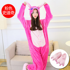 Nanjiren cartoon Siamese pajamas cute animal lovers Picacho and thick flannel suit Home Furnishing XL (coat + Shoes + gloves) Pink stitch