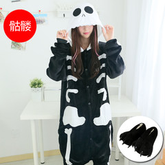 Nanjiren cartoon Siamese pajamas cute animal lovers Picacho and thick flannel suit Home Furnishing XL (coat + Shoes + gloves) Human skeleton