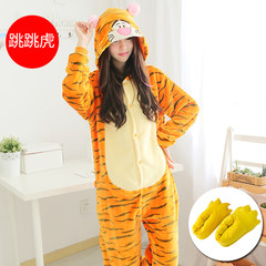 Nanjiren cartoon Siamese pajamas cute animal lovers Picacho and thick flannel suit Home Furnishing XL (coat + Shoes + gloves) tigger