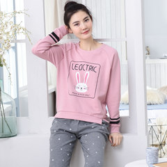 Pajamas, women's spring and autumn, pure cotton long sleeve Korean version, loose and lovely lady's home clothes, autumn cotton cartoon pajamas suit XL 8806 powder