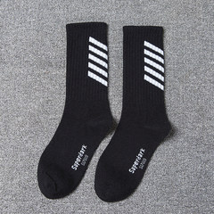 Male socks ulzzang of men and women in Europe and the street tide socks high tide brand skateboard movement barrel Harajuku stockings socks 5XL (280 Jin) V twill black (recommended by the store manager)