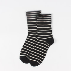 Winter 2016 new Japanese Cartoon Bear striped cotton embroidery tube socks female Trend Micro mouth Harajuku 5XL (280 Jin) Black without embroidery
