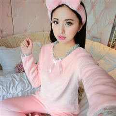 In autumn and winter, Princess Hooded pajamas are lovely XXL [height 168-173 weight 140-160] Pink Lace + Hair Band