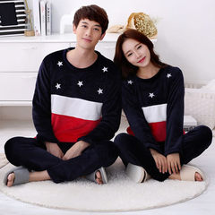 Lovers pajamas, coral velvet, long sleeves in autumn and winter, warm flannel, cartoon lovely lady, big size home clothes Female paragraph: L [100-120 Jin] gules