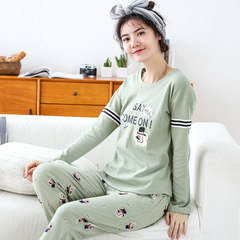 In spring and autumn, pure cotton pajamas, women's long sleeve cartoon, Korean version, thin princess, pure cotton, sweet and lovely home suit, summer suit M (85-105 Jin) 615
