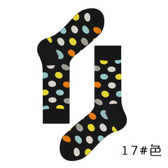 Socks, men's autumn cotton stockings, women's stockings, British Wind stockings, street socks and stockings 5XL (280 Jin) Wave point black