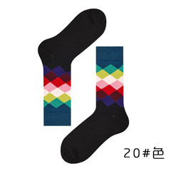 Socks, men's autumn cotton stockings, women's stockings, British Wind stockings, street socks and stockings 5XL (280 Jin) Rhombohedral blue