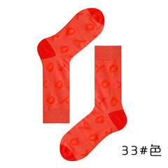 袜子男秋季纯棉中筒袜女情侣袜英伦风长袜个性欧美街头潮袜中性袜 5XL（280斤） 红色XO