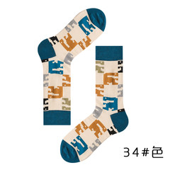 Socks, men's autumn cotton stockings, women's stockings, British Wind stockings, street socks and stockings 5XL (280 Jin) Pixel geometry