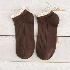 Summer ladies thin socks, lace socks, pure cotton short socks, spring and autumn low, lovely Korean socks 5XL (280 Jin) 5 pairs of coffee