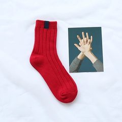 South Korean children winter black socks cotton socks. All-match college style retro tide personality Japanese socks 5XL (280 Jin) Red 5 pairs