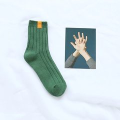 South Korean children winter black socks cotton socks. All-match college style retro tide personality Japanese socks 5XL (280 Jin) 5 pairs of green ink