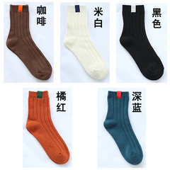 South Korean children winter black socks cotton socks. All-match college style retro tide personality Japanese socks 5XL (280 Jin) Coffee + white + Black + Red + blue