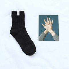 South Korean children winter black socks cotton socks. All-match college style retro tide personality Japanese socks 5XL (280 Jin) Black 5 pairs