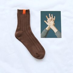 South Korean children winter black socks cotton socks. All-match college style retro tide personality Japanese socks 5XL (280 Jin) 5 pairs of coffee color