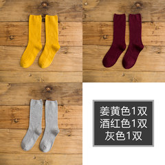 Pile of socks stockings female students winter socks children in Korea Harajuku cotton socks, the Department of Korean 5XL (280 Jin) Turmeric + wine red + grey