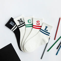 Korean children socks socks, wind face South Korea all-match cotton stockings Vintage Japanese cute socks tide 5XL (280 Jin) Middle cylinder letter