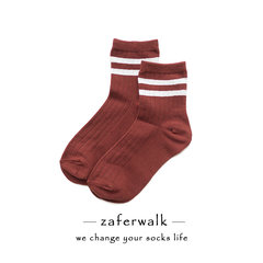 Our studio two bars of cotton socks, children wind vertical stripes all-match solid colored socks in tube 5XL (280 Jin) Brownish red