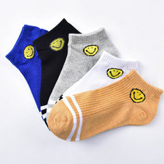 The children fall cotton socks, all-match shallow mouth wind South Korea cute female sports socks stealth boat socks socks 5XL (280 Jin) Smiley SOCKS 5 Double Pack