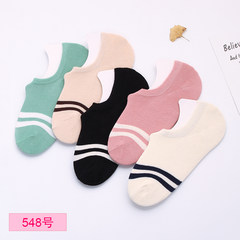 Spring and summer low female socks socks cotton socks, shallow mouth lovely wind all-match Japanese Harajuku female socks Men's money [buy 5 double to send 5 pairs] Two bars invisible