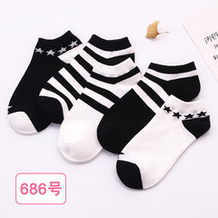 Spring and summer low female socks socks cotton socks, shallow mouth lovely wind all-match Japanese Harajuku female socks Men's money [buy 5 double to send 5 pairs] Black and white