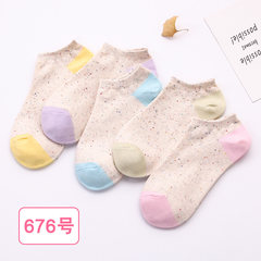 Spring and summer low female socks socks cotton socks, shallow mouth lovely wind all-match Japanese Harajuku female socks Men's money [buy 5 double to send 5 pairs] Colorful spots