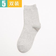 5 pairs of socks, children's hose socks Korean retro style, autumn and winter simple female socks, Japanese family cotton socks 5XL (280 Jin) [5 double loading] shallow hemp ash
