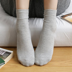Japanese style socks in autumn and winter, Japanese pure color cotton socks, women pile socks 5XL (280 Jin) Light grey
