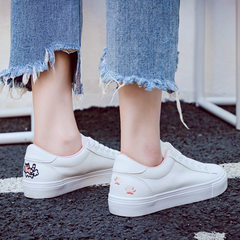 Han Faner's white shoe all-match Street embroidery canvas shoes shoes 2017 Korean white shoes in autumn and winter Thirty-eight Powder