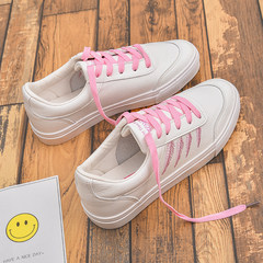 Ins Street canvas shoes female autumn over the fire chic ulzzang leather shoes all-match Korean white shoe Harajuku Thirty-eight Powder