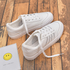 Ins Street canvas shoes female autumn over the fire chic ulzzang leather shoes all-match Korean white shoe Harajuku Thirty-eight silver