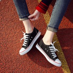 Ins canvas shoes female 2017 new high summer all-match a Korean student Harajuku wind ulzzang shoes tide Thirty-eight Black (trend air permeability)