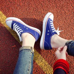 Ins canvas shoes female 2017 new high summer all-match a Korean student Harajuku wind ulzzang shoes tide Thirty-eight Sapphire blue