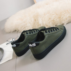 2017 new autumn and winter canvas shoes female students all-match Harajuku street shoes Korean ins super fire shoes Thirty-eight Army green