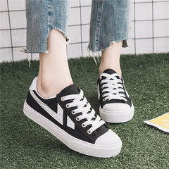Street canvas shoes female summer 2017 new white shoe shoes casual shoes all-match Hong Kong wind cloth shoes. Thirty-eight black