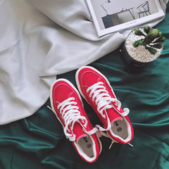 Black canvas shoes hi Korean 2017 new winter wind tide all-match students shoes ulzzang Harajuku Forty Bright red