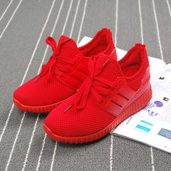 2017 autumn and winter plus small red sports casual shoes, single female shoes, Korean version, small white tide, student shoes, running shoes Thirty-eight Red velvet