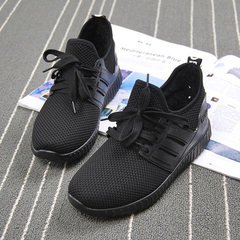 2017 autumn and winter plus small red sports casual shoes, single female shoes, Korean version, small white tide, student shoes, running shoes Thirty-eight Black velvet