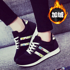 Sport shoes, running shoes, 2017 in autumn and winter the new trend of Korean female student shoes flat shoes shoes Thirty-eight Black [velvet]