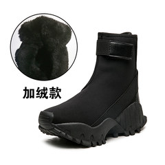 Europe 2017 autumn and winter sports high shoes female Korean all-match elastic socks shoes hip hop shoes Thirty-eight Black velvet