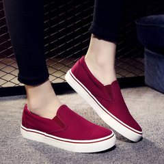 The Korean version of a pedal slip-on shoes a canvas shoes female student summer 2017 new white shoe all-match shoes Men's 39 Claret