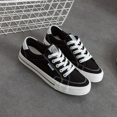 The flat canvas shoes female lovers fall 2017 new Korean superstar all-match students white shoes Thirty-eight black