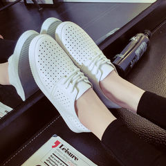 2017 all-match in summer and autumn new street shoes leisure shoes Korean white canvas shoes chic white shoes shoes Thirty-five Hollow white